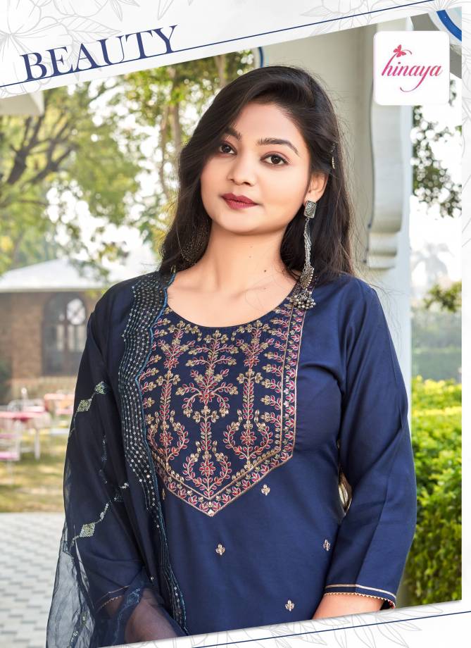 Alexa Vol 1 By Hinaya Roman Silk Heavy Embroidery Designer Readymade Suits Wholesale Shop In Surat